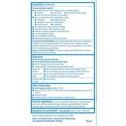 Aleve Liquid Capsules, Naproxen Sodium Capsules 220 mg (NSAID), Pain Reliever/Fever Reducer, Fast Pain Relief, 120 Count - dailyvitalstore