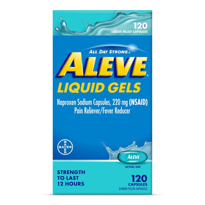 Aleve Liquid Capsules, Naproxen Sodium Capsules 220 mg (NSAID), Pain Reliever/Fever Reducer, Fast Pain Relief, 120 Count - dailyvitalstore