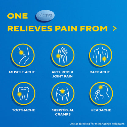 Aleve Pain Reliever & Fever Reducer Naproxen Sodium Caplets, Body and Arthritis Pain Reliever, Medicine for Adults and Children Ages 12 and Up, 60 Individual Pouches - dailyvitalstore