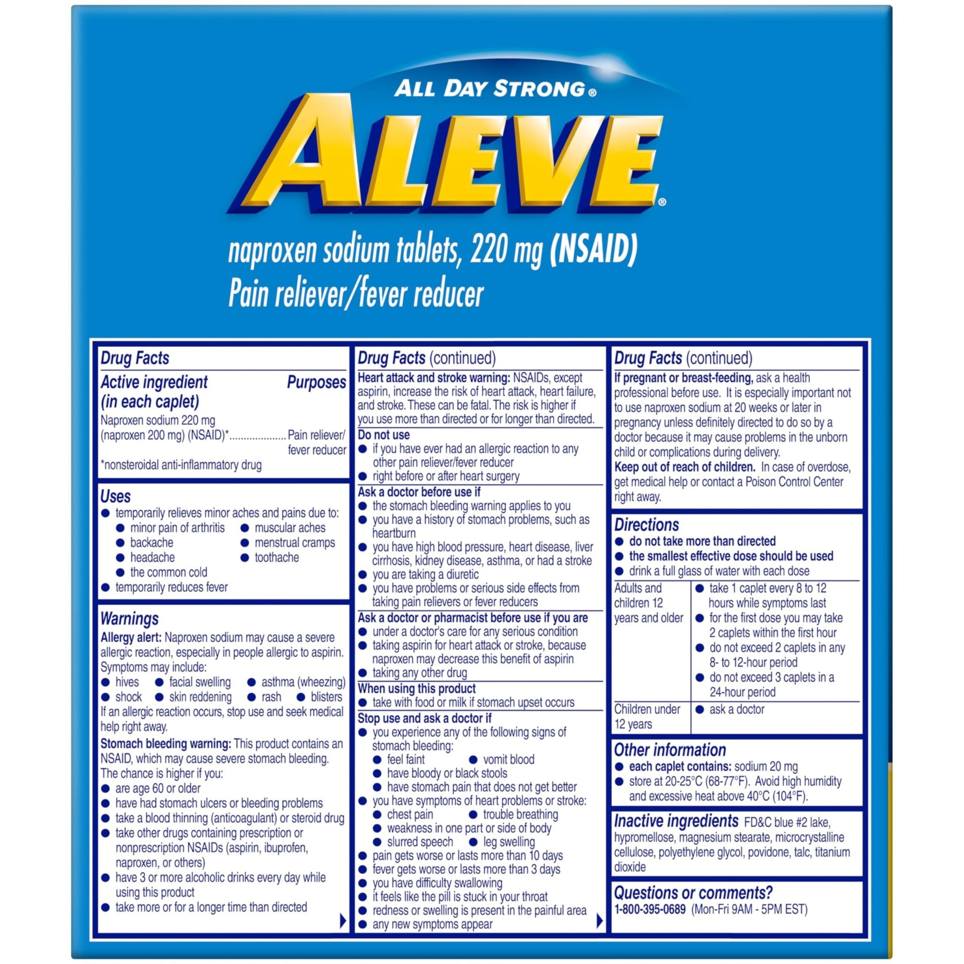 Aleve Pain Reliever & Fever Reducer Naproxen Sodium Caplets, Body and Arthritis Pain Reliever, Medicine for Adults and Children Ages 12 and Up, 60 Individual Pouches - dailyvitalstore