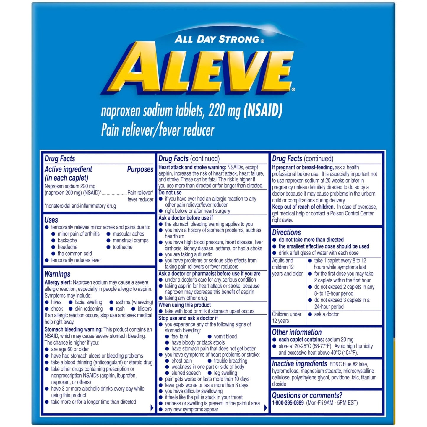 Aleve Pain Reliever & Fever Reducer Naproxen Sodium Caplets, Body and Arthritis Pain Reliever, Medicine for Adults and Children Ages 12 and Up, 60 Individual Pouches - dailyvitalstore