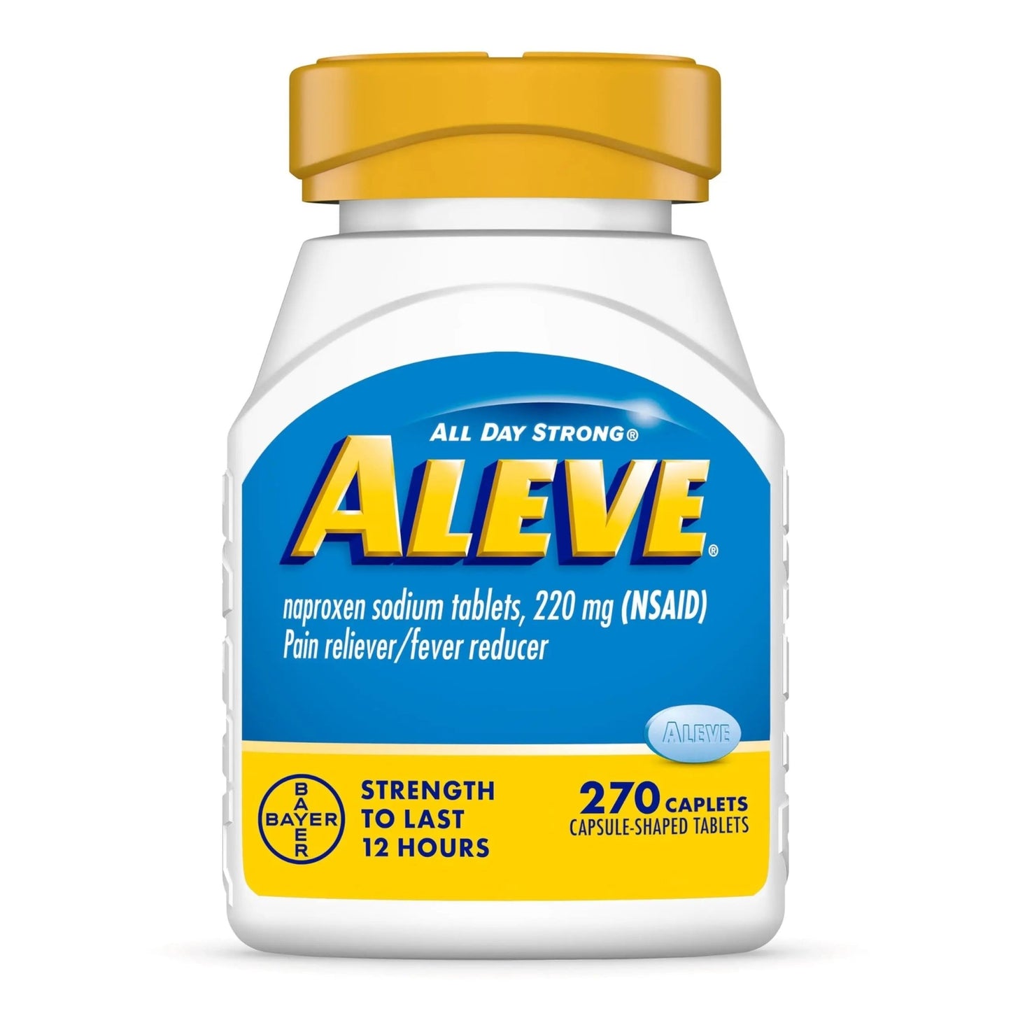 Aleve Pain Reliever & Fever Reducer Naproxen Sodium Caplets, Body Pain Relief, 270 Count - dailyvitalstore