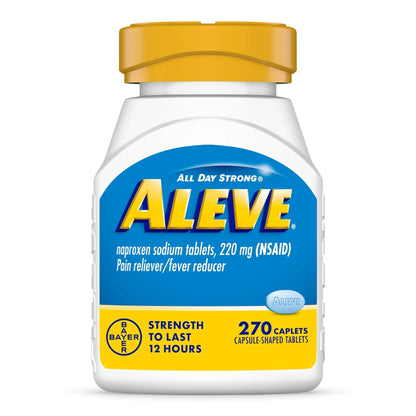 Aleve Pain Reliever & Fever Reducer Naproxen Sodium Caplets, Body Pain Relief, 270 Count - dailyvitalstore