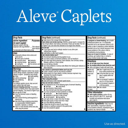 Aleve Pain Reliever & Fever Reducer Naproxen Sodium Caplets, Body Pain Relief, 270 Count - dailyvitalstore