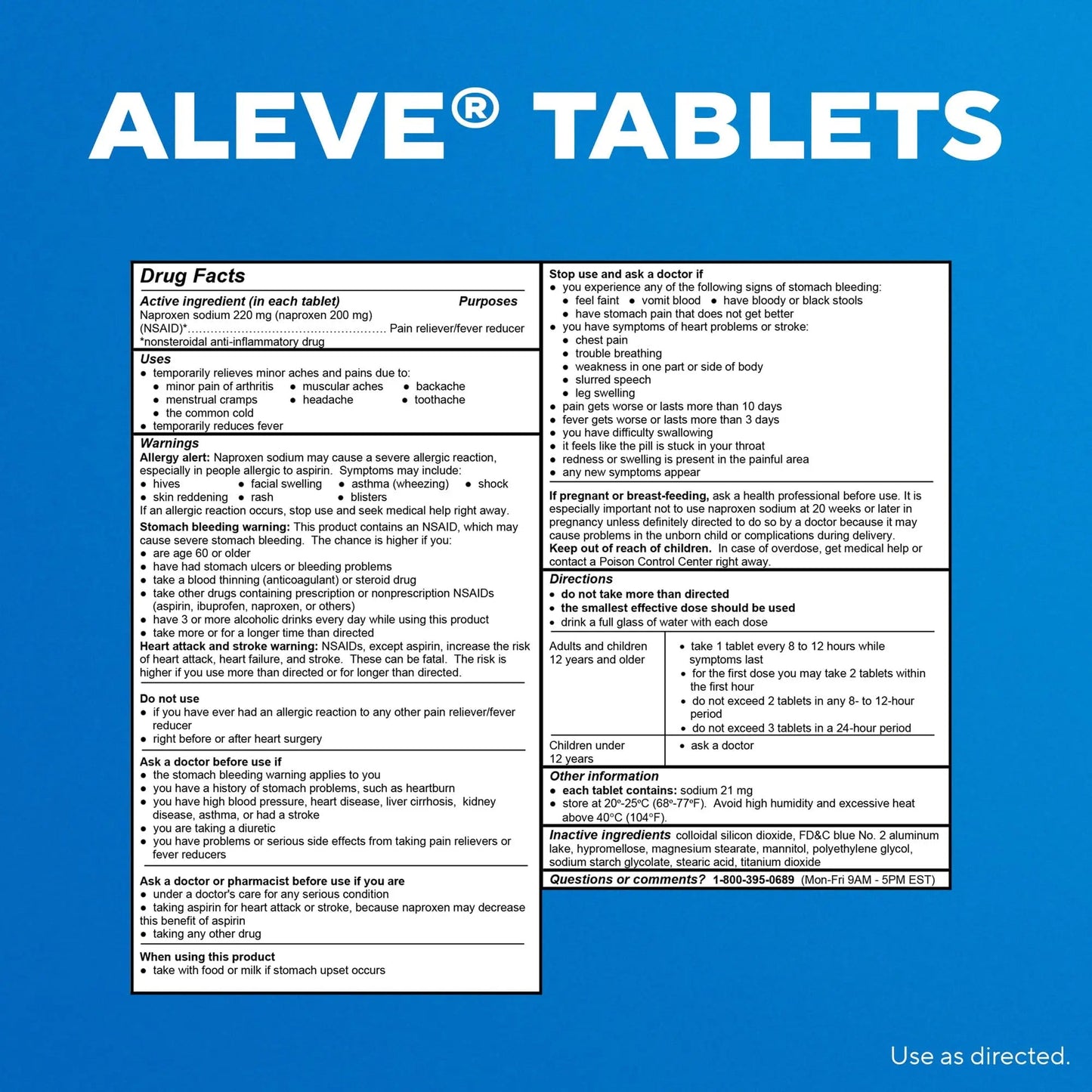 Aleve Pain Reliever & Fever Reducer Tablets, Naproxen Sodium, Headache, Back and Body Pain Relief Medicine, 270 Count - dailyvitalstore