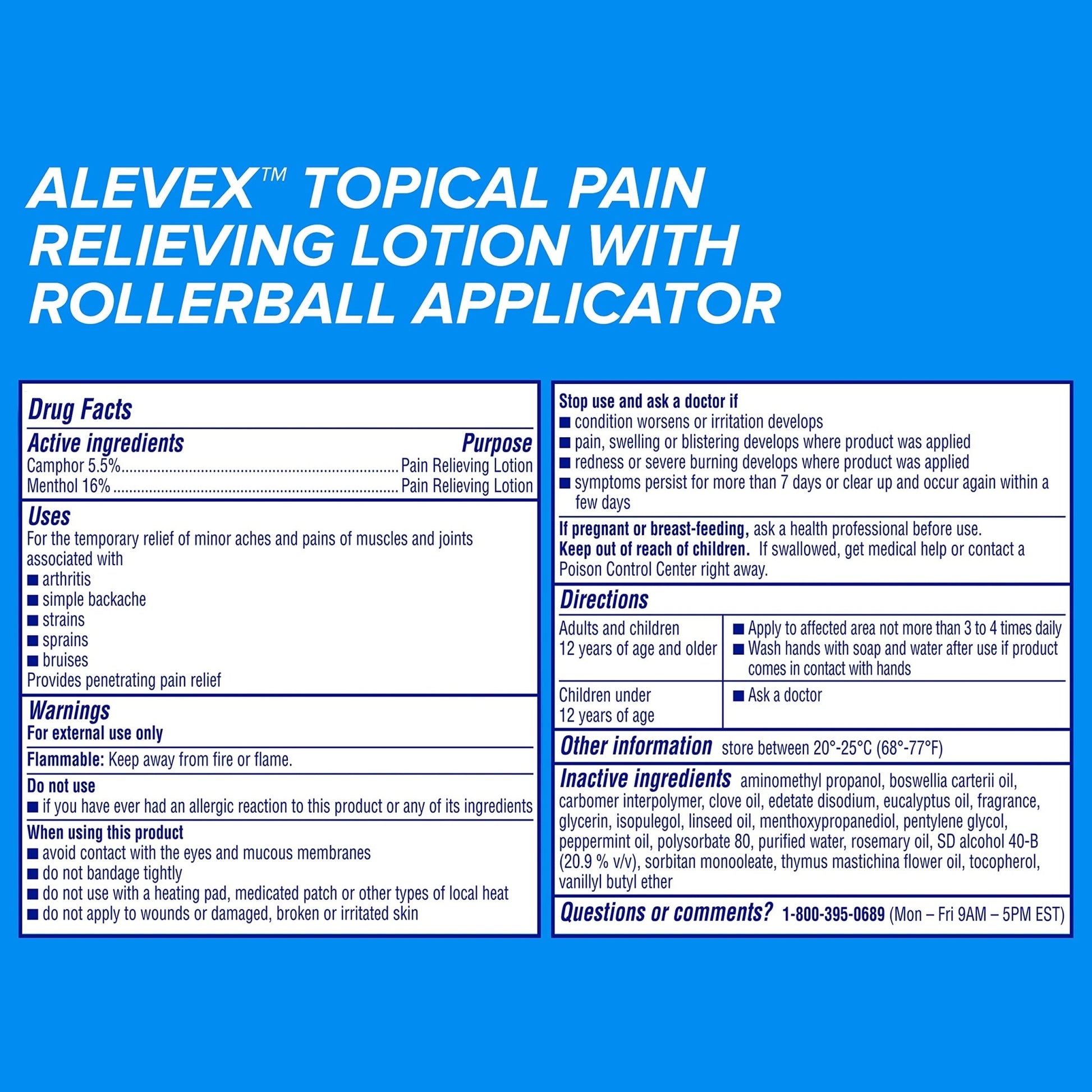 Aleve Pain Relieving Lotion with Rollerball 2.5 oz (Pack of 3) - dailyvitalstore