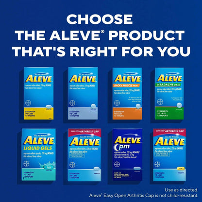 Aleve PM Sleep Aid Plus Pain Reliever Caplets, Naproxen Sodium & Diphenhydramine HCl, Nighttime, 120 Count - dailyvitalstore