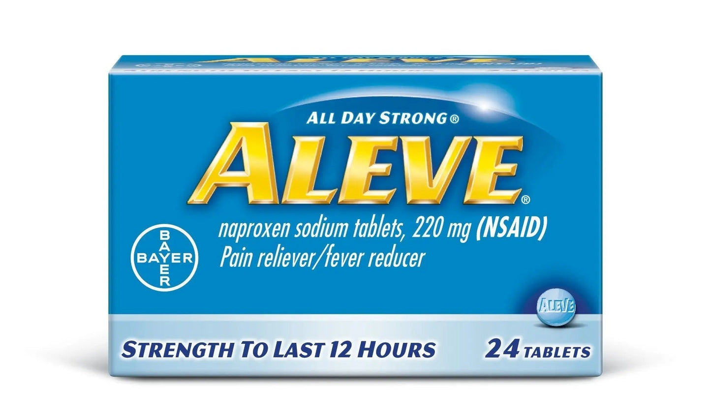 Aleve Tablets with Naproxen Sodium, 220mg (NSAID) Pain Reliever/Fever Reducer, 24 Count, Blue - dailyvitalstore