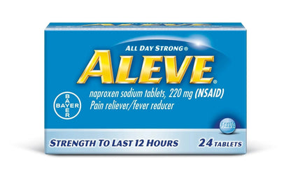 Aleve Tablets with Naproxen Sodium, 220mg (NSAID) Pain Reliever/Fever Reducer, 24 Count, Blue - dailyvitalstore