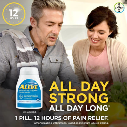 Aleve Tablets with Naproxen Sodium, 220mg (NSAID) Pain Reliever/Fever Reducer, 24 Count, Blue - dailyvitalstore