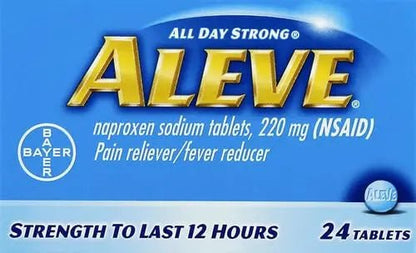 Aleve Tablets with Naproxen Sodium, 220mg (NSAID) Pain Reliever/Fever Reducer, 24 Count, Blue - dailyvitalstore