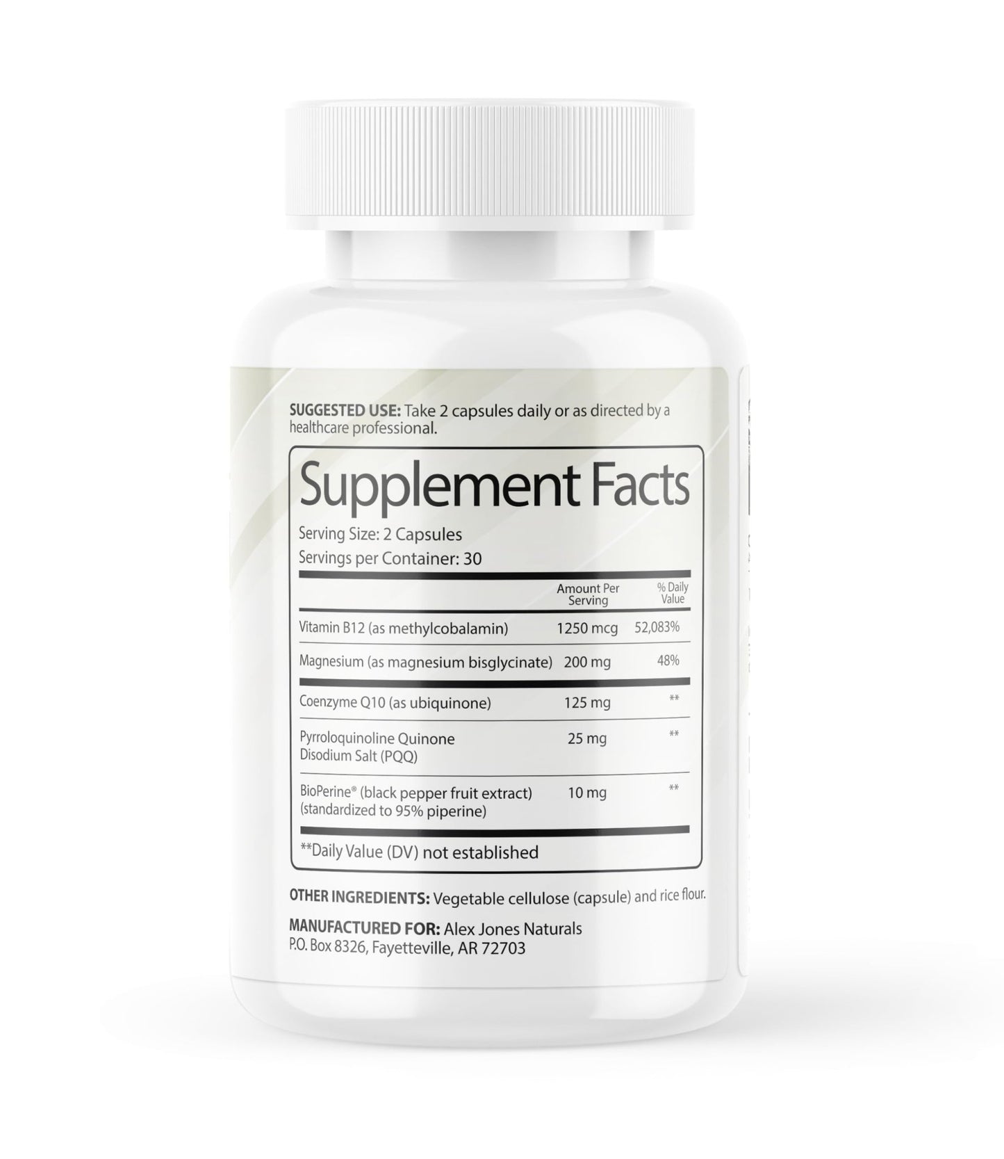 Alex Jones Naturals Methyl Drive Vitamin B Methylated Complex Formula – Mitochondrial Support Supplement w/ CoQ10, PQQ Supplement, Magnesium, B Methylated Complex & BioPerine – 60 Capsules - dailyvitalstore