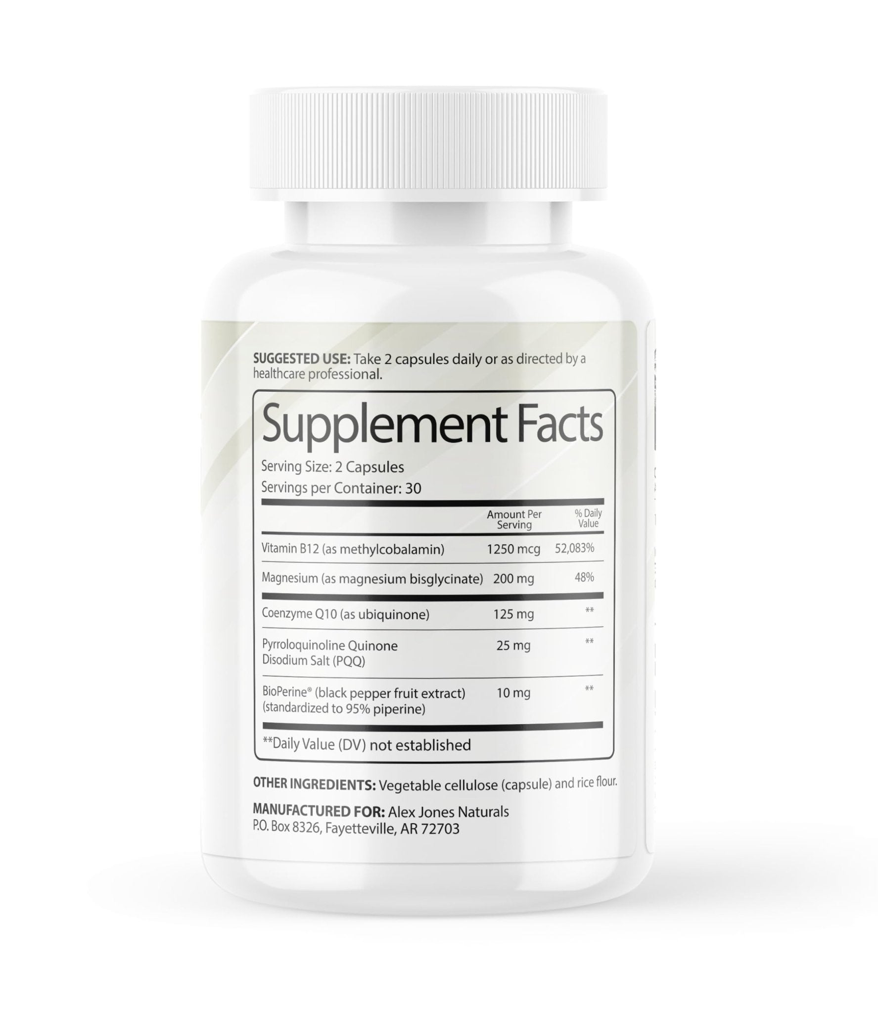 Alex Jones Naturals Methyl Drive Vitamin B Methylated Complex Formula – Mitochondrial Support Supplement w/ CoQ10, PQQ Supplement, Magnesium, B Methylated Complex & BioPerine – 60 Capsules - dailyvitalstore