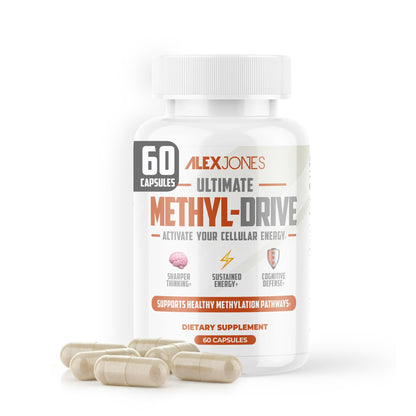 Alex Jones Naturals Methyl Drive Vitamin B Methylated Complex Formula – Mitochondrial Support Supplement w/ CoQ10, PQQ Supplement, Magnesium, B Methylated Complex & BioPerine – 60 Capsules - dailyvitalstore