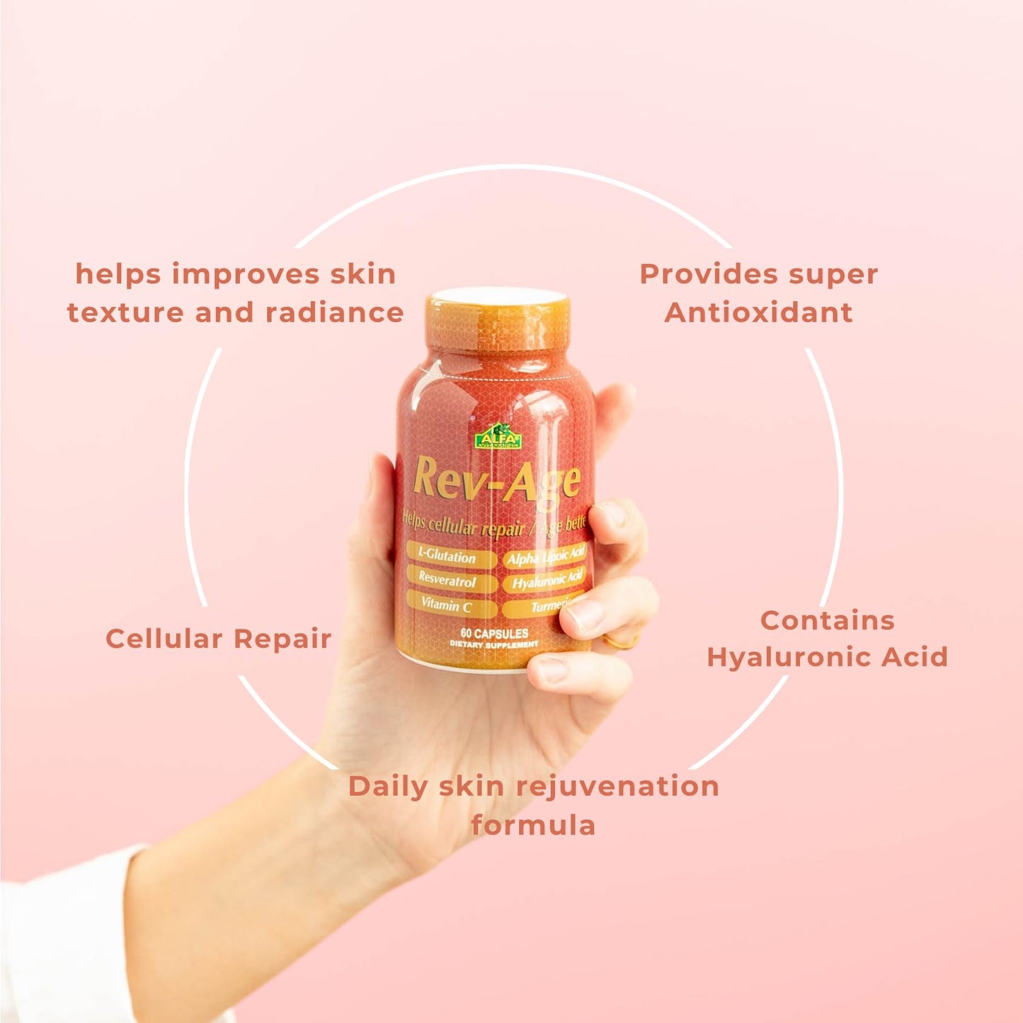 ALFA VITAMINS Rev-Age Cellular Repair Supplement for Anti-Aging & Immune System Support - 60 Capsules - dailyvitalstore
