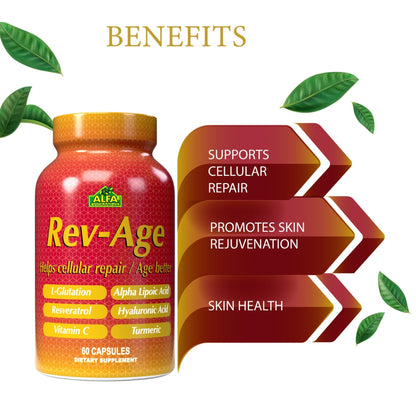 ALFA VITAMINS Rev-Age Cellular Repair Supplement for Anti-Aging & Immune System Support - 60 Capsules - dailyvitalstore