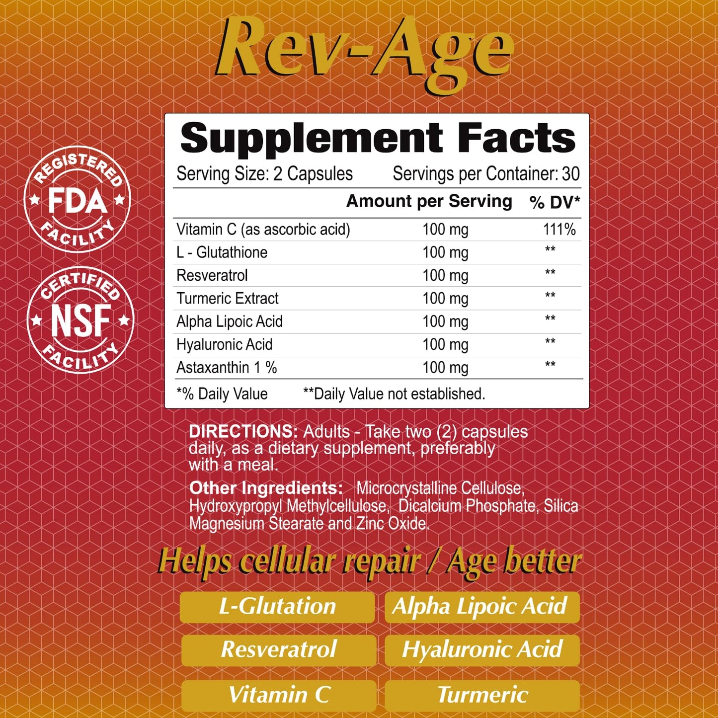 ALFA VITAMINS Rev-Age Cellular Repair Supplement for Anti-Aging & Immune System Support - 60 Capsules - dailyvitalstore