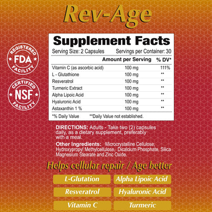 ALFA VITAMINS Rev-Age Cellular Repair Supplement for Anti-Aging & Immune System Support - 60 Capsules - dailyvitalstore