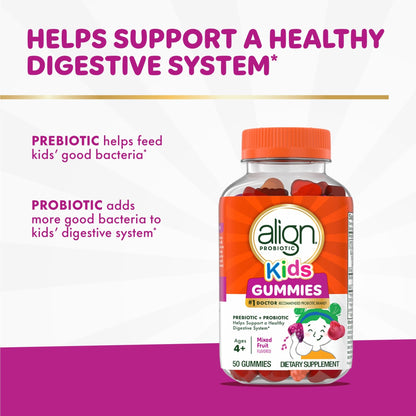 Align Probiotic, Kids Gummies, Prebiotic + Probiotic helps support a healthy digestive system*, 1 Doctor Recommended Probiotic Brand - dailyvitalstore