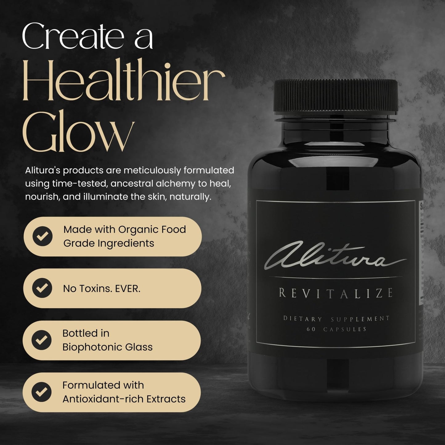 Alitura Revitalize – Organic Ashwagandha & Turmeric Supplement – Natural Energy, Mood & Recovery Support for Men & Women – Adaptogenic Herbs for Daily Wellness – 60 Capsules - dailyvitalstore