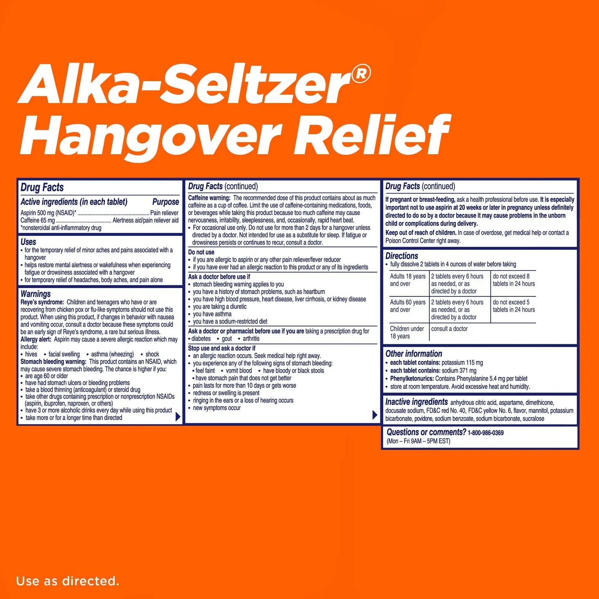 Alka-Seltzer Hangover Relief Tablets, Fast Relief Starts In About 15 Minutes for Headaches, Body Aches & Mental Fatigue, Bachelorette & Bachelor Party Packs 60 Count (3 Boxes, 20 Tablets Each) - dailyvitalstore