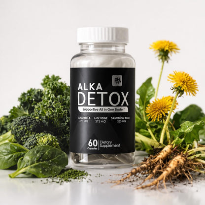AlkaDetox Binder Tablet with Fiber chlorella/Chlorophyll, Liver & Gut Detox Cleanse, Colon and Toxin Flush. glycine and Dandelion - dailyvitalstore