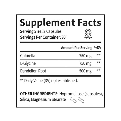 AlkaDetox Binder Tablet with Fiber chlorella/Chlorophyll, Liver & Gut Detox Cleanse, Colon and Toxin Flush. glycine and Dandelion - dailyvitalstore