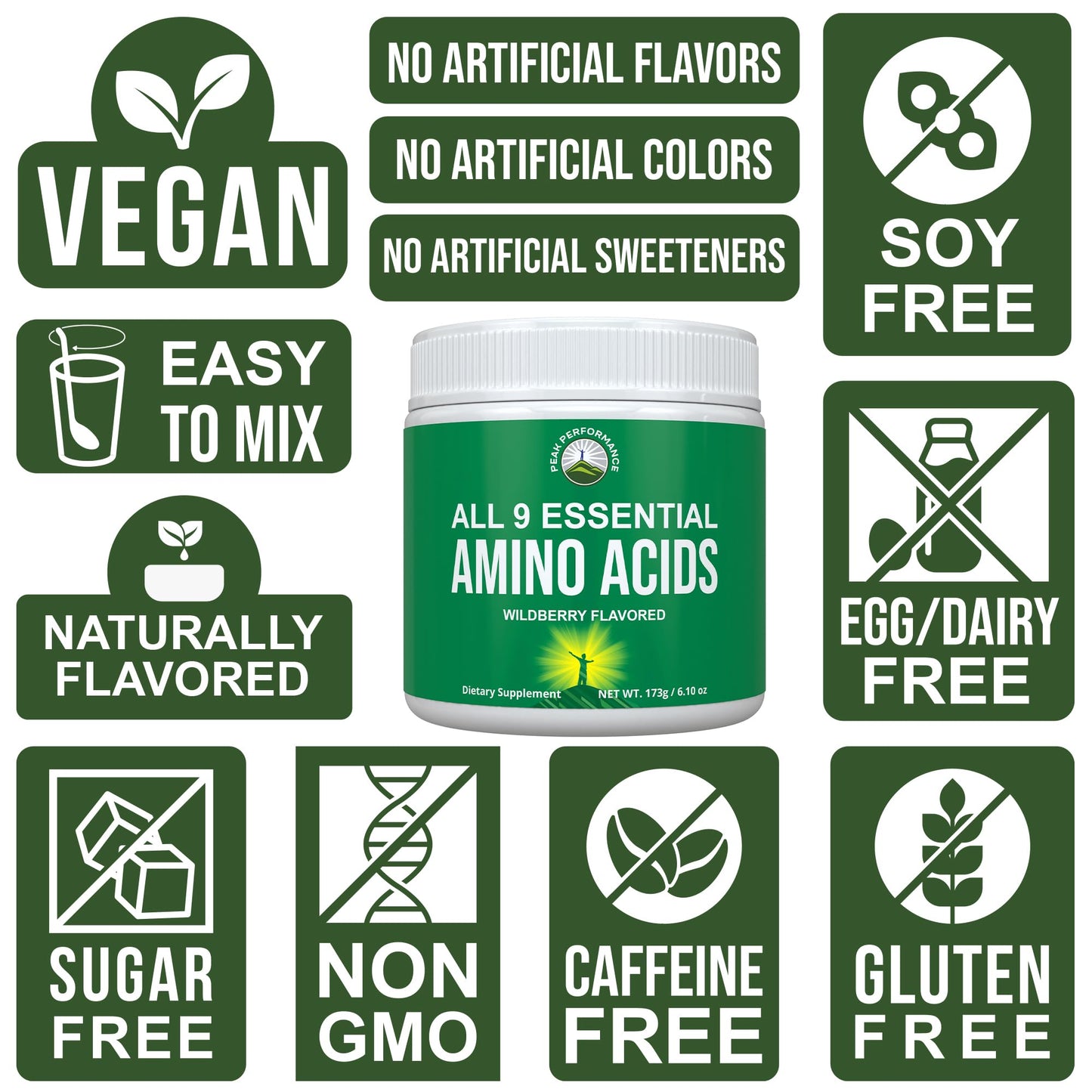 All 9 Essential Amino Acids Powder. Pre + During + Post Workout with EAAs + BCAAs for Energy, Muscle Growth, and Recovery. Non-GMO BCAA and EAA Powders for Men + Women. 3rd Party Tested. Wildberry - dailyvitalstore