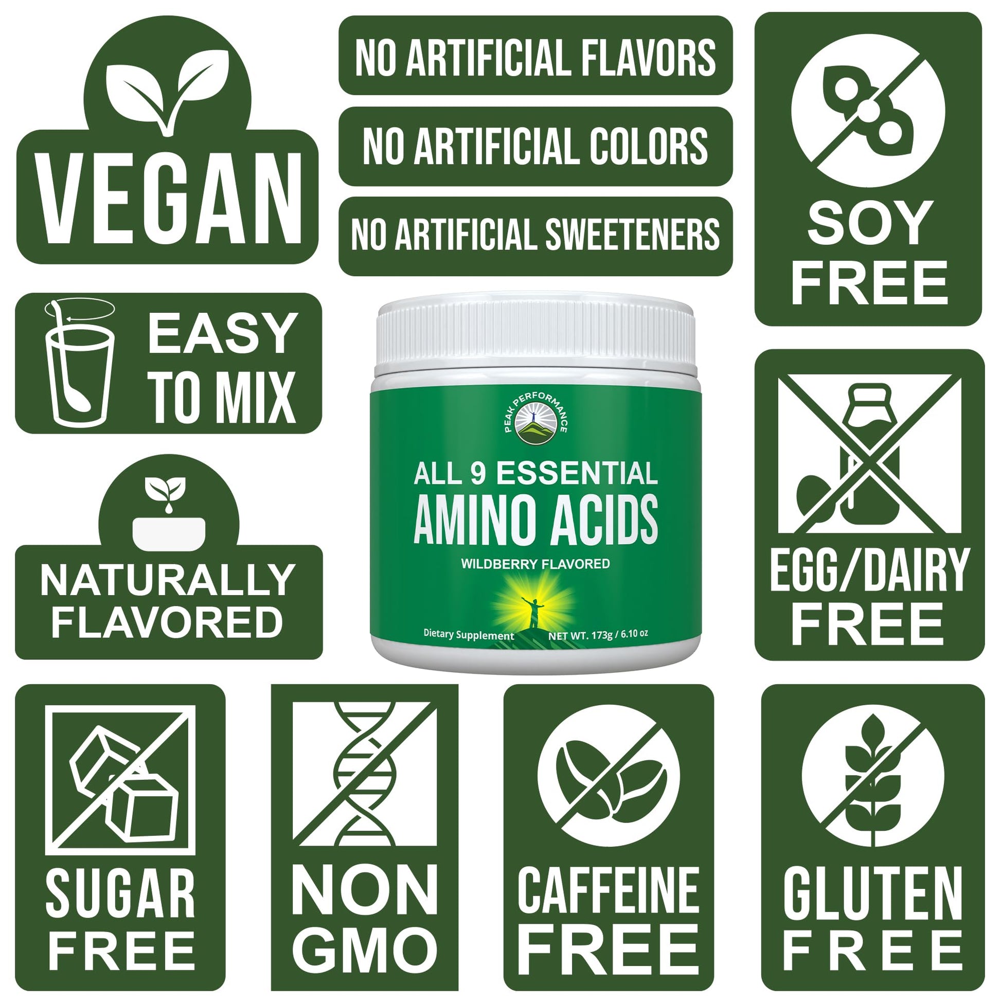 All 9 Essential Amino Acids Powder. Pre + During + Post Workout with EAAs + BCAAs for Energy, Muscle Growth, and Recovery. Non-GMO BCAA and EAA Powders for Men + Women. 3rd Party Tested. Wildberry - dailyvitalstore