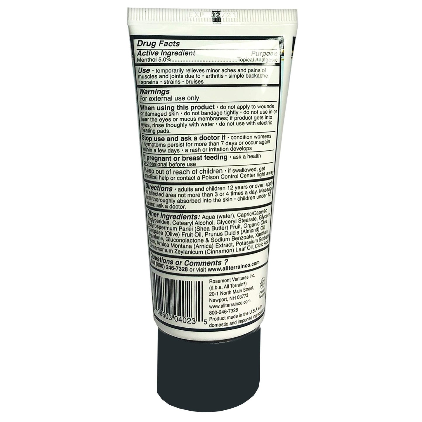 All Terrain Recovery Rub Soothing Massage Cream 3oz, Natural Relief for Muscle Aches and Pains - dailyvitalstore