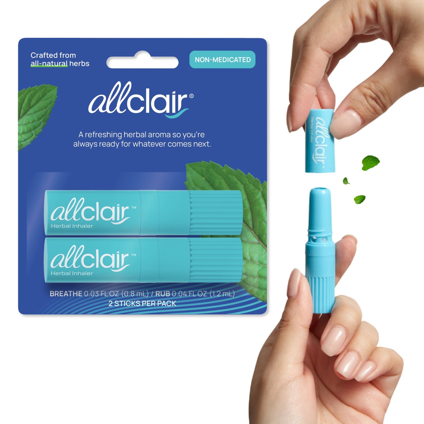 Allclair Nausea Relief Inhaler for Motion & Morning Sickness – Fast-Acting, Non-Drowsy, Natural Alternative to Pills & Patches, Travel Essential (2 Inhalers) - dailyvitalstore
