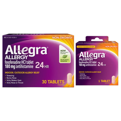 Allegra Adult 24-Hour Allergy Relief Tablets, Non-Drowsy Indoor and Outdoor Allergy Medicine, 180 mg Fexofenadine HCI Antihistamine Pill, 30 Count Plus 1 Count Travel Pack - dailyvitalstore