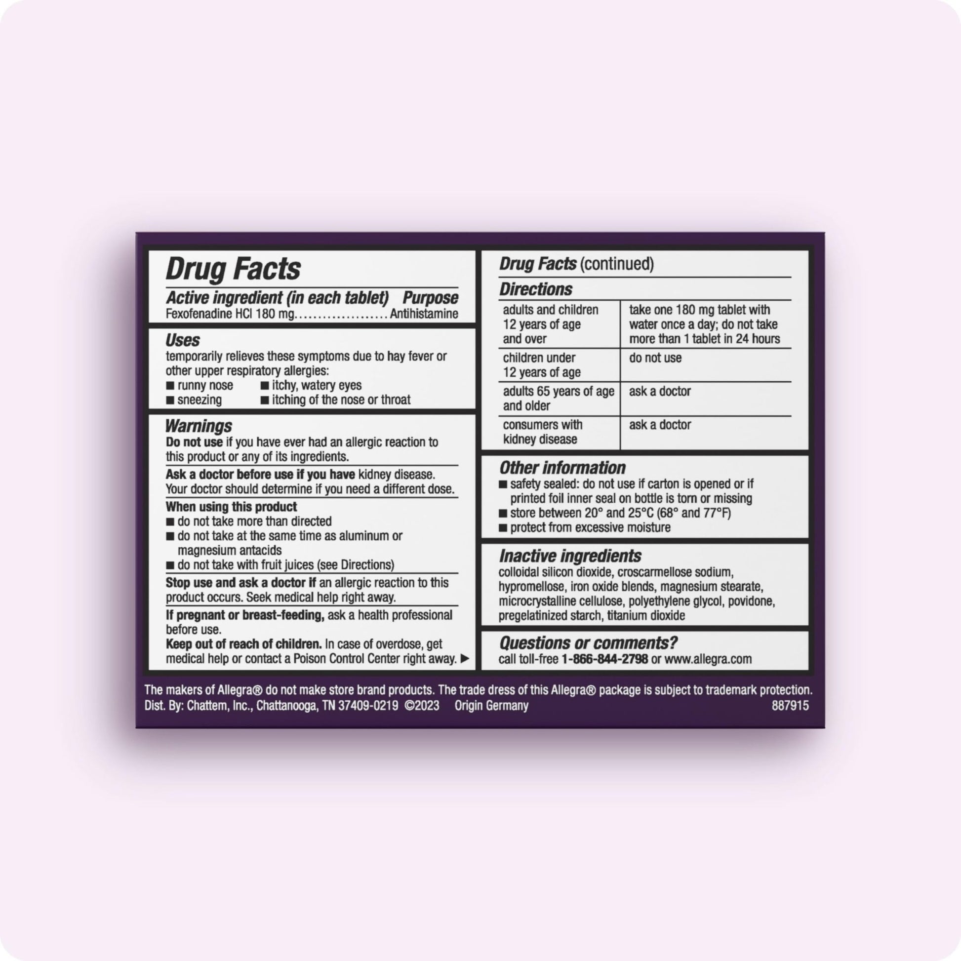 Allegra Adult 24-Hour Allergy Relief Tablets, Non-Drowsy Indoor and Outdoor Allergy Medicine, 180 mg Fexofenadine HCI Antihistamine Pill, 90 Count Plus 1 Count Travel Pack - dailyvitalstore