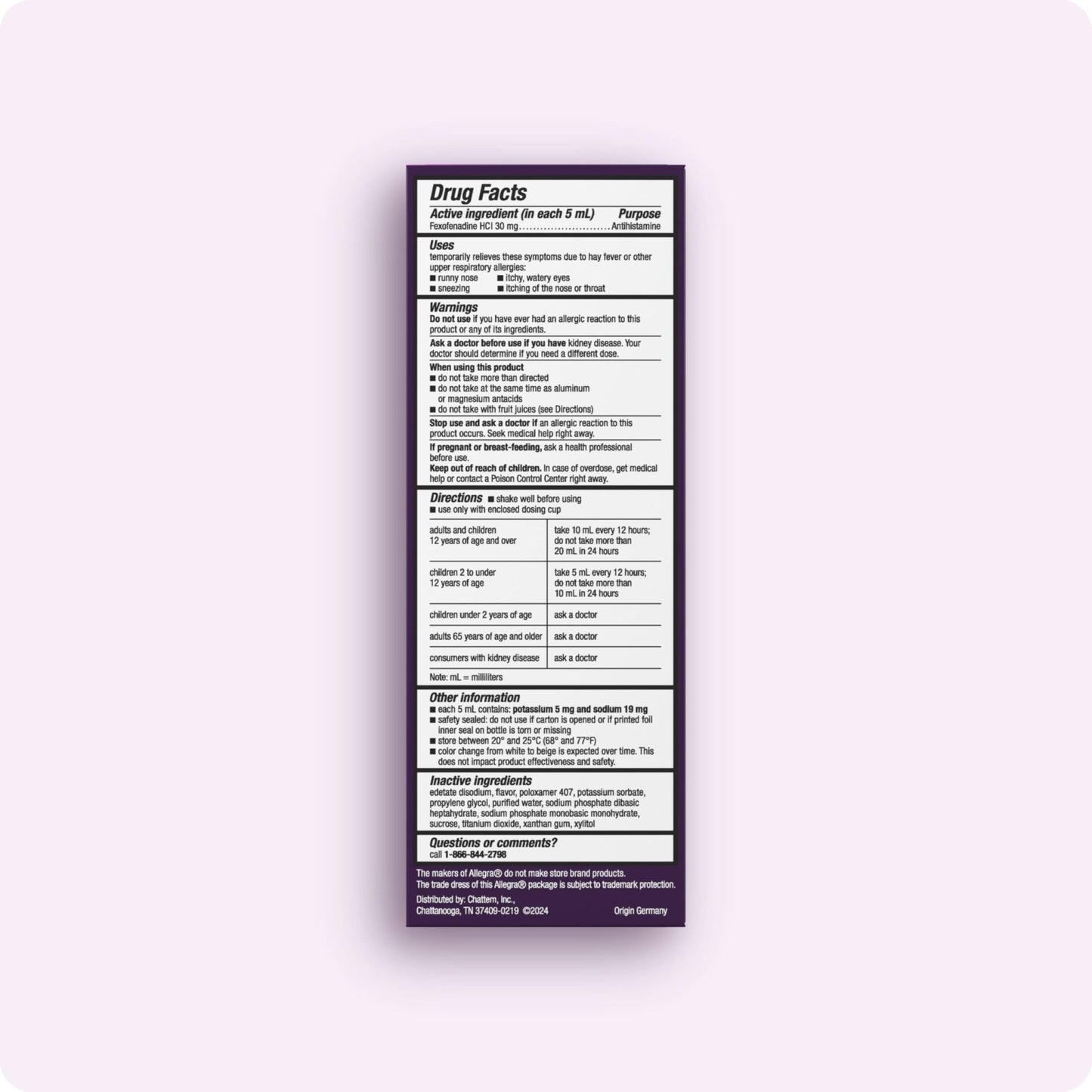 Allegra Children's 12-Hour Allergy Relief Liquid, Non-Drowsy Indoor and Outdoor Allergy Medicine, 30 mg Fexofenadine HCI Antihistamine for Kids, Berry Flavor, 8 oz - dailyvitalstore