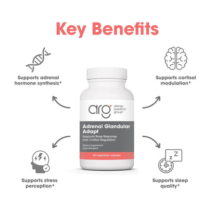 Allergy Research Group - Adrenal Glandular Adapt - Supports Healthy Stress Response and Cortisol Regulation - Hypoallergenic - 90 Vegetarian Capsules - dailyvitalstore