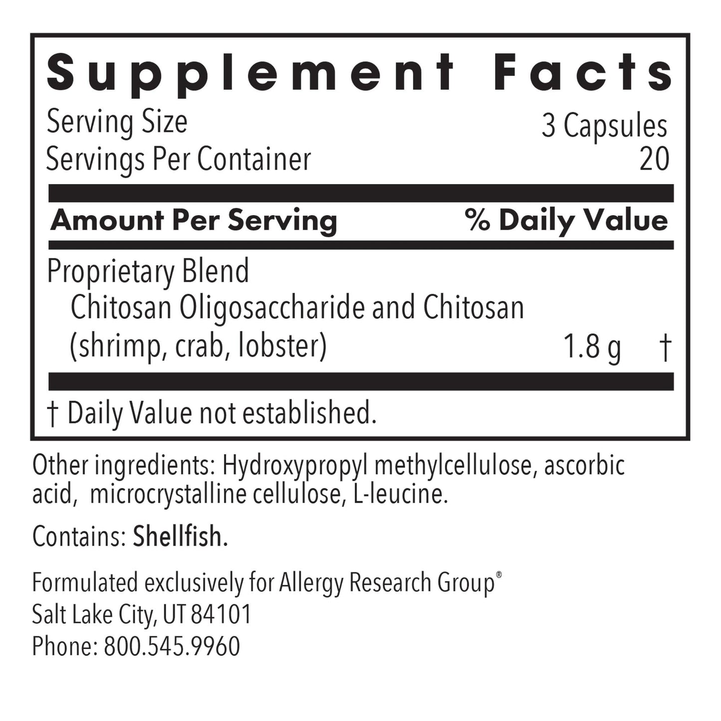 Allergy Research Group MicroChitosan Supplement - Chitosan, Chitosan Oligosaccharide, Cleansing Support Binder, Enhanced Detoxification - dailyvitalstore
