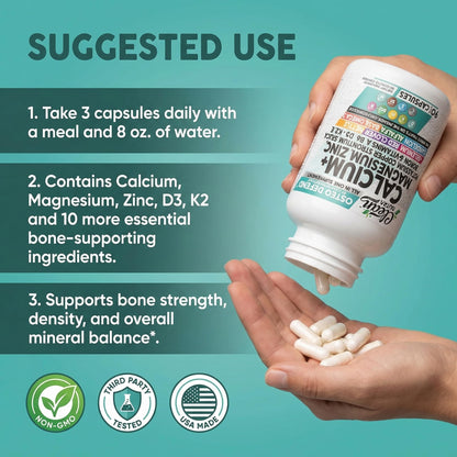 Allin1 Calcium Magnesium Zinc Supplement with Potassium, Copper, Strontium, Silica, Vitamin D3 K2, Boron, Vitamin B1 B12 Red Clover Herb Alfalfa Basil Pills for Men - dailyvitalstore