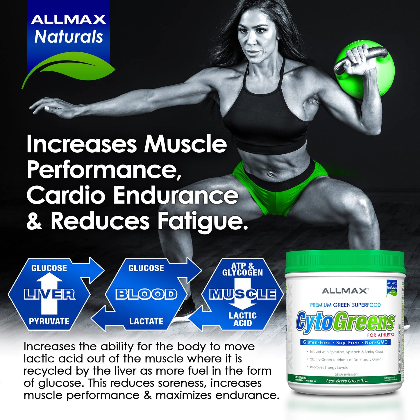 ALLMAX Naturals CytoGreens Super Greens Powder, Premium Green Superfood with Greens, Superfoods, Daily Greens Supplement, Acai Berry Green Tea, 14 Servings - dailyvitalstore
