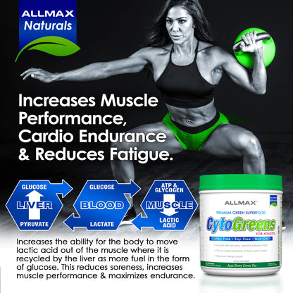ALLMAX Naturals CytoGreens Super Greens Powder, Premium Green Superfood with Greens, Superfoods, Daily Greens Supplement, Acai Berry Green Tea, 14 Servings - dailyvitalstore