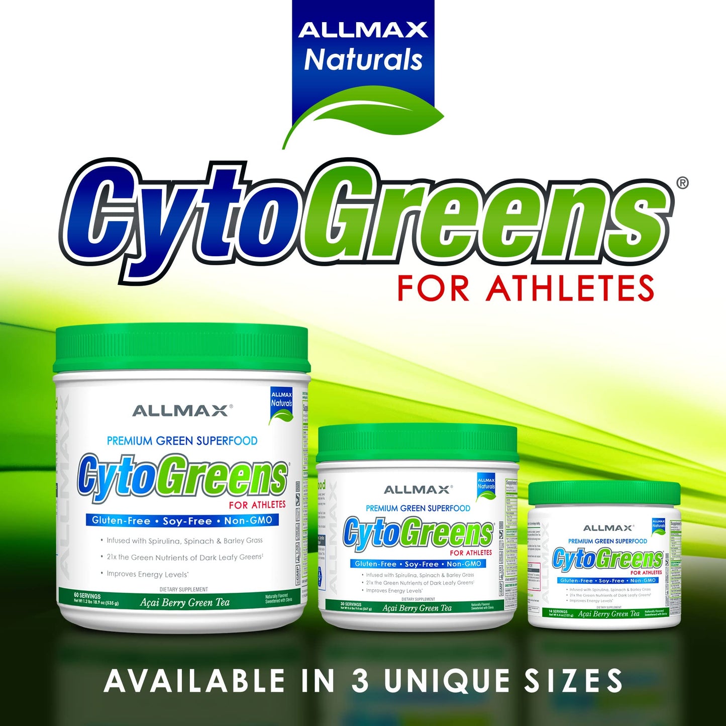 ALLMAX Naturals CytoGreens Super Greens Powder, Premium Green Superfood with Greens, Superfoods, Daily Greens Supplement, Acai Berry Green Tea, 14 Servings - dailyvitalstore