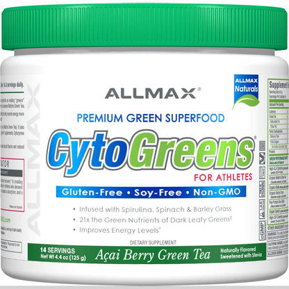 ALLMAX Naturals CytoGreens Super Greens Powder, Premium Green Superfood with Greens, Superfoods, Daily Greens Supplement, Acai Berry Green Tea, 14 Servings - dailyvitalstore