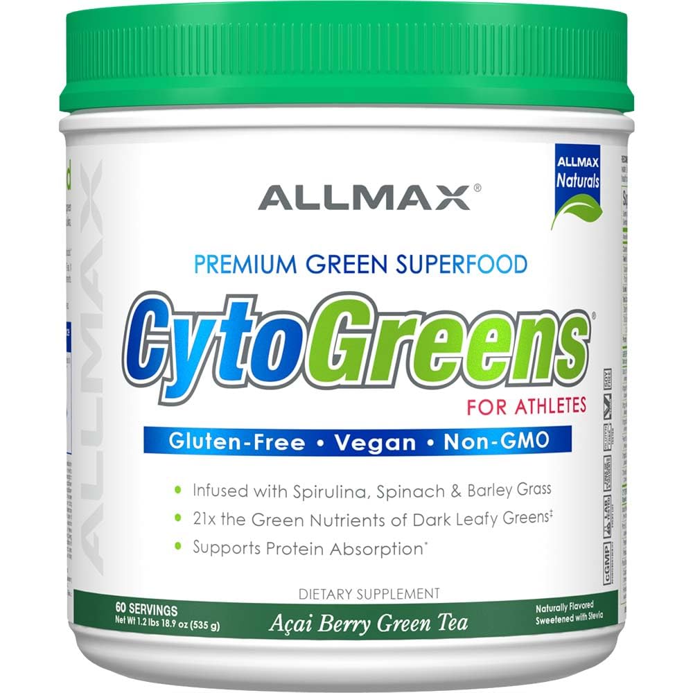 ALLMAX Naturals CytoGreens Super Greens Powder, Premium Green Superfood with Greens, Superfoods, Daily Greens Supplement, Acai Berry Green Tea, 60 Servings - dailyvitalstore