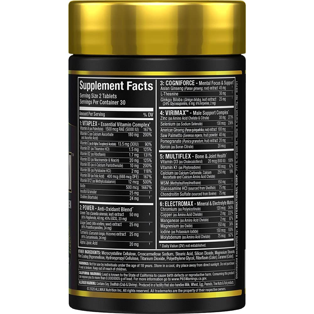 ALLMAX Nutrition Premium Vitaform, Performance Vitamin for Men, 60 Tablets - dailyvitalstore