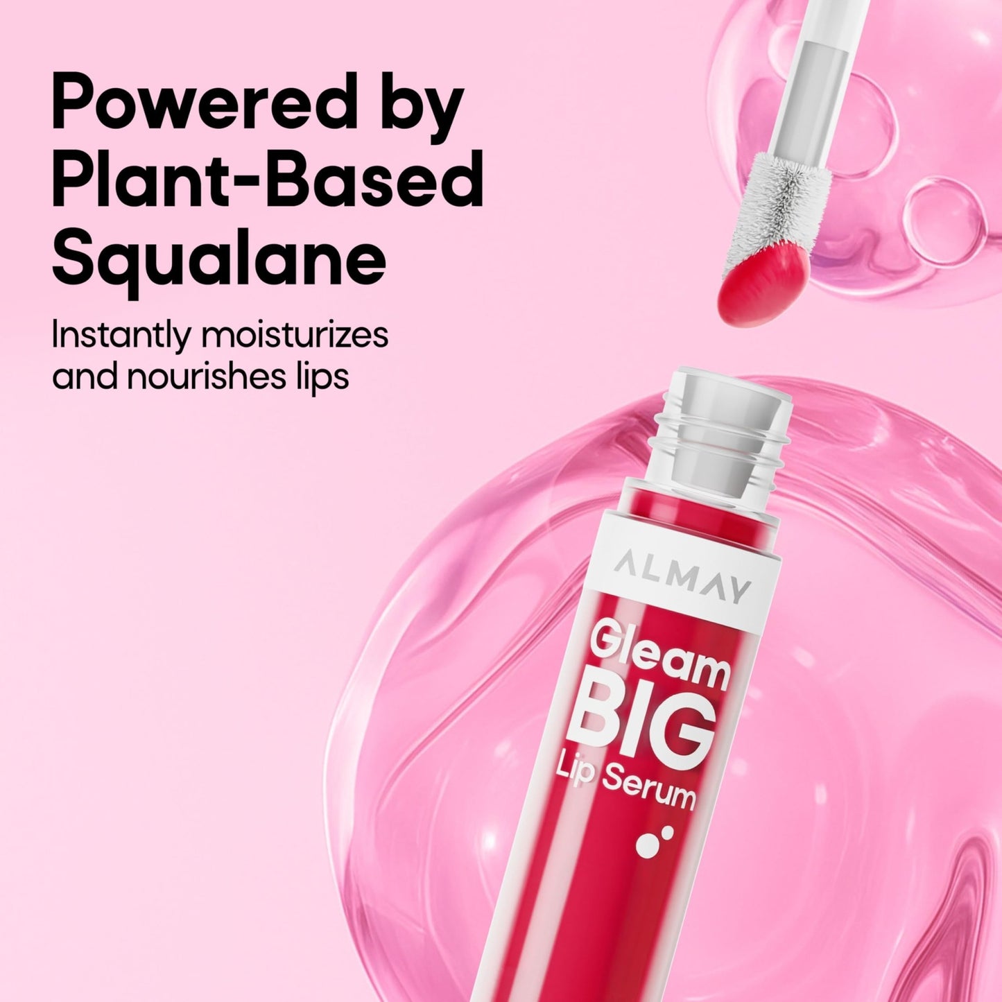 Almay Gleam Big™ Lip Serum, Hydrating and Moisturizing, Hypoallergenic Lip Gloss, Non-Sticky, 100 Positively Pink, 0.13 fl oz - dailyvitalstore