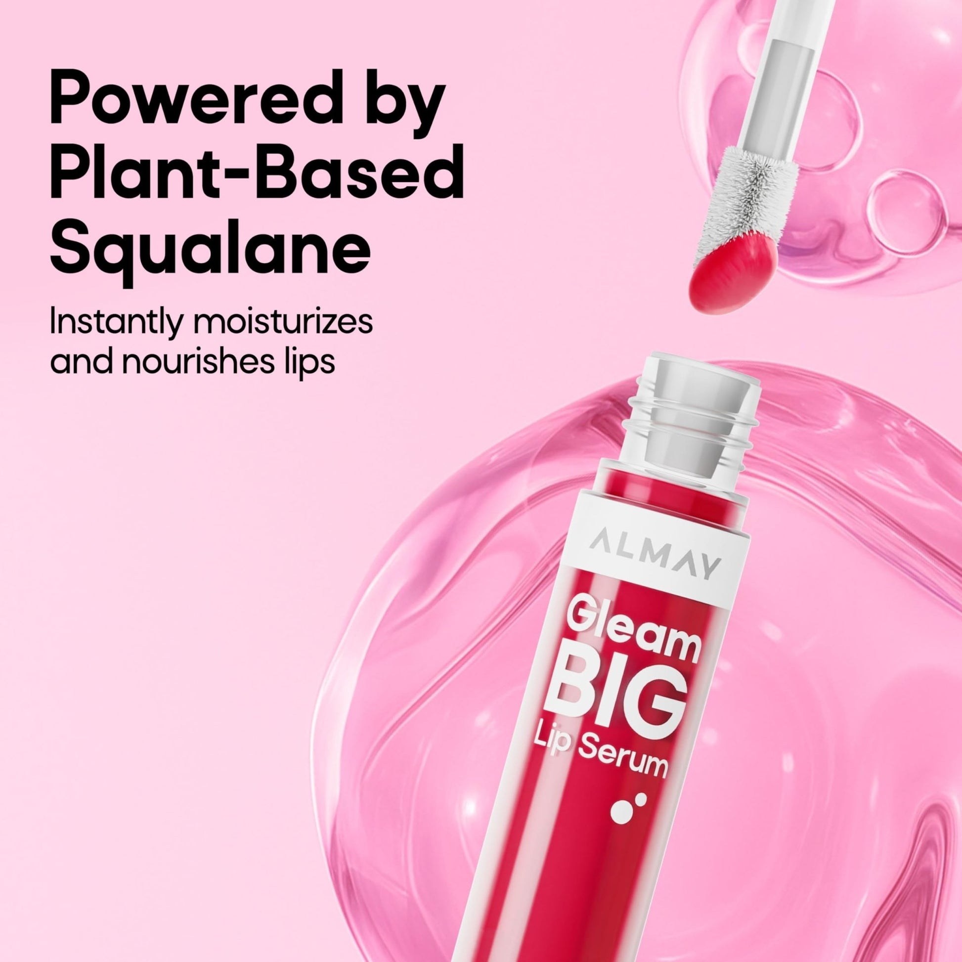 Almay Gleam Big™ Lip Serum, Hydrating and Moisturizing, Hypoallergenic Lip Gloss, Non-Sticky, 100 Positively Pink, 0.13 fl oz - dailyvitalstore