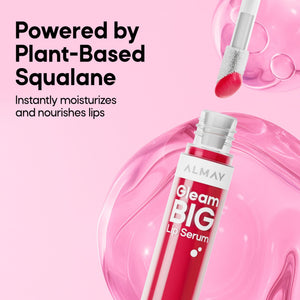 Almay Gleam Big™ Lip Serum, Hydrating and Moisturizing, Hypoallergenic Lip Gloss, Non-Sticky, 100 Positively Pink, 0.13 fl oz - dailyvitalstore