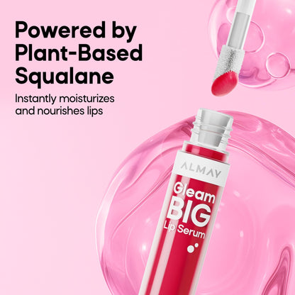 Almay Gleam Big™ Lip Serum, Hydrating and Moisturizing, Hypoallergenic Lip Gloss, Non-Sticky, 100 Positively Pink, 0.13 fl oz - dailyvitalstore