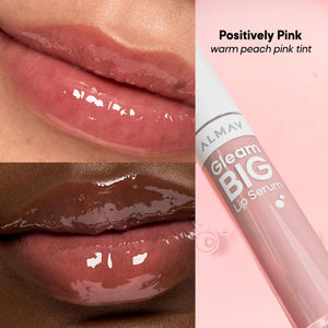 Almay Gleam Big™ Lip Serum, Hydrating and Moisturizing, Hypoallergenic Lip Gloss, Non-Sticky, 100 Positively Pink, 0.13 fl oz - dailyvitalstore