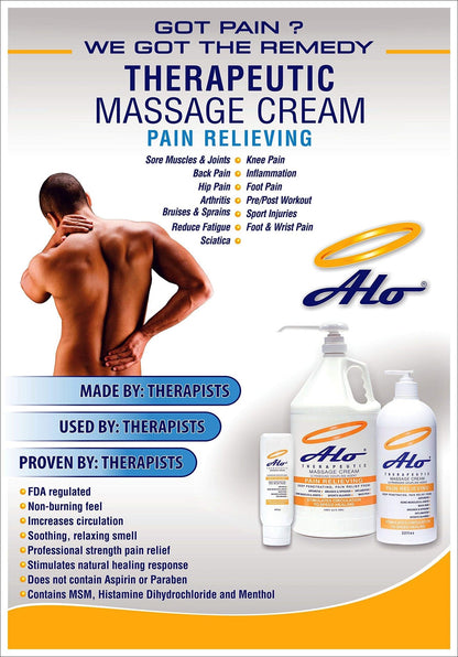 ALO Pain Relief Cream Therapy(32 oz with Pump) for Arthritis, Back Pain, Sciatica, Plantar Fasciitis, Tennis Elbow, Sore Muscles & Joints Inflammation - Working Out Aches, Acute Pain and Chronic Pain - dailyvitalstore