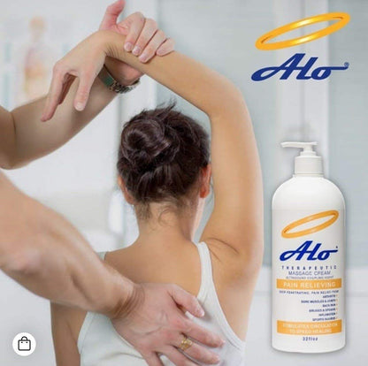 ALO Pain Relief Cream Therapy(32 oz with Pump) for Arthritis, Back Pain, Sciatica, Plantar Fasciitis, Tennis Elbow, Sore Muscles & Joints Inflammation - Working Out Aches, Acute Pain and Chronic Pain - dailyvitalstore